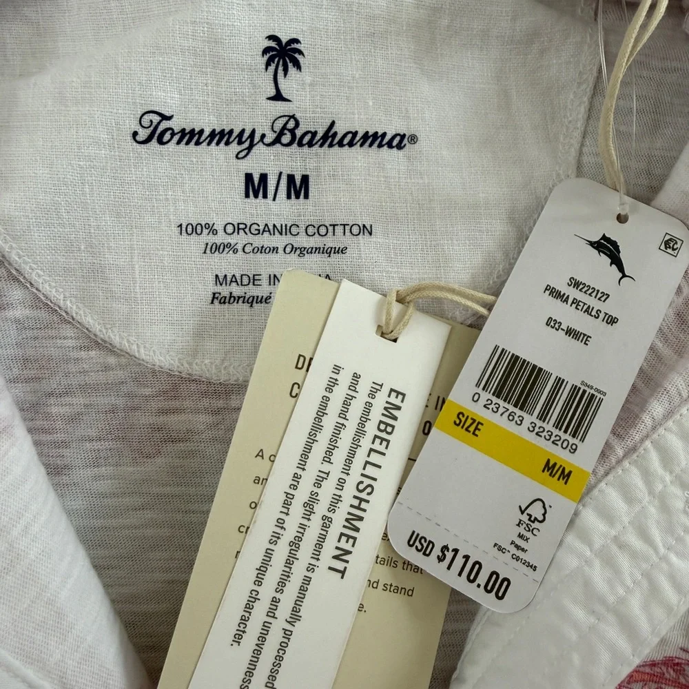 Tommy Bahama Prima Petals Striped Long Sleeve Top | Pink & White - Picture 9 of 9